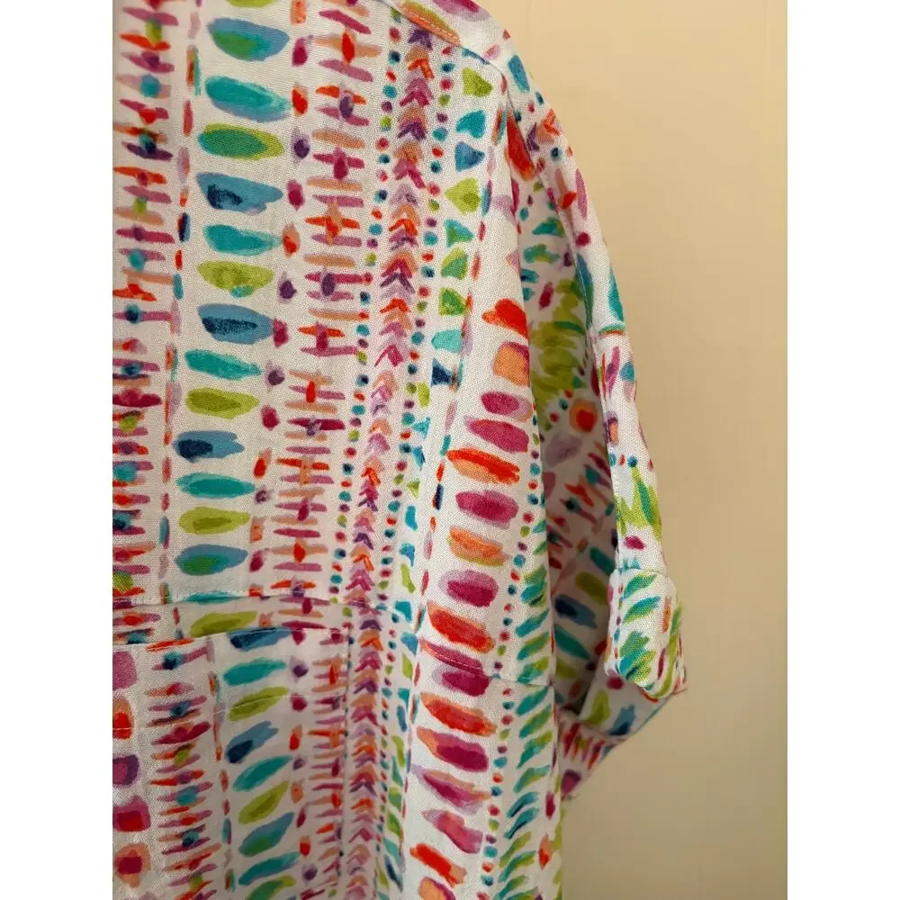 John Mark Cotton Textured Button Blouse Sz Large NWT - Picture 3 of 6